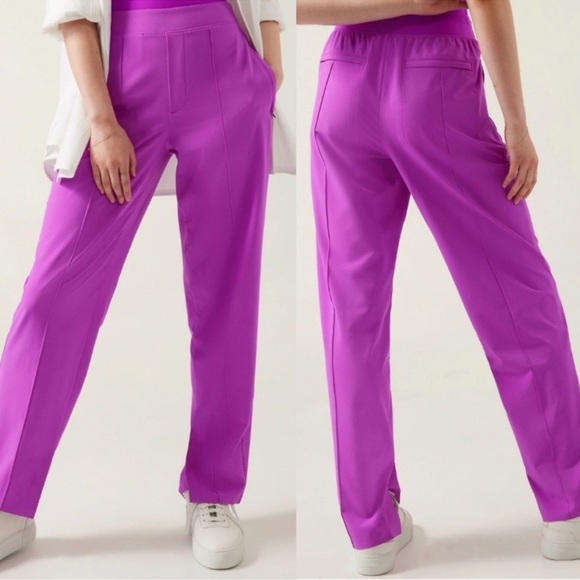 Athleta Brooklyn Heights Stretch Tech Pants Tall Vienna Slim purple Sz 10 - Picture 1 of 5